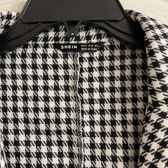 Shein Houndstooth Black and White Blazer size M - Picture 4 of 13